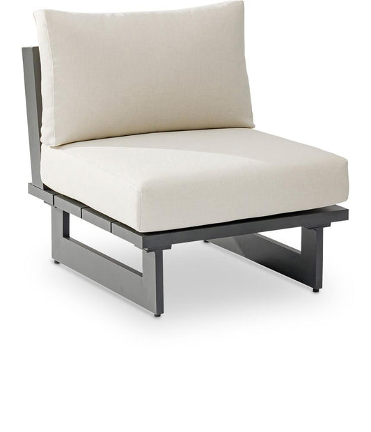 Meridian Furniture - Maldives Cream Water Resistant Fabric Outdoor Patio Armless Chair - 338Cream-Armless veiw 1