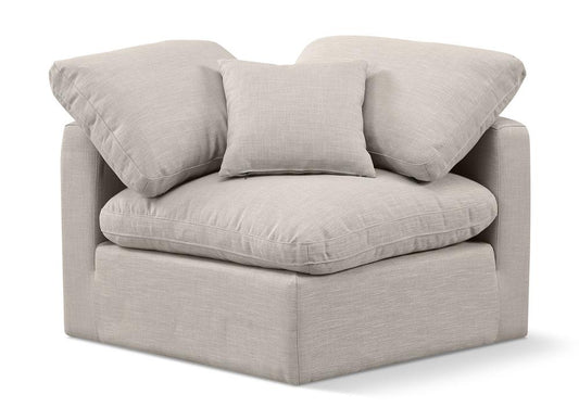 Meridian Furniture - Indulge Beige Linen Textured Fabric Corner Chair - 141Beige-Corner veiw 1