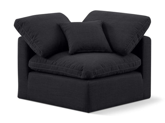 Meridian Furniture - Indulge Black Linen Textured Fabric Corner Chair - 141Black-Corner veiw 1
