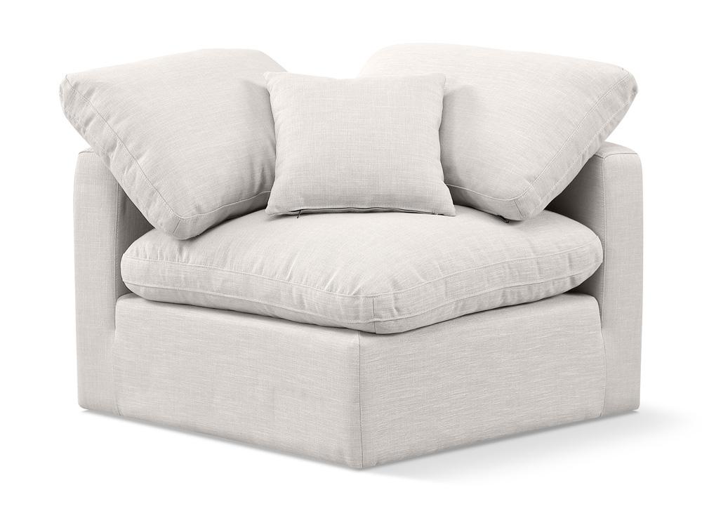 Meridian Furniture - Indulge Cream Linen Textured Fabric Corner Chair - 141Cream-Corner veiw 1