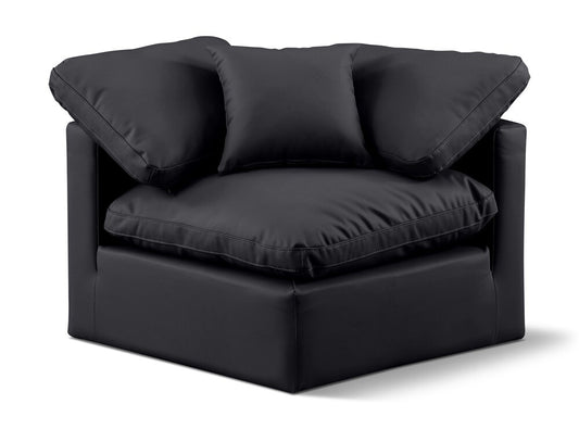 Meridian Furniture - Indulge Black Vegan Leather Corner Chair - 146Black-Corner veiw 1