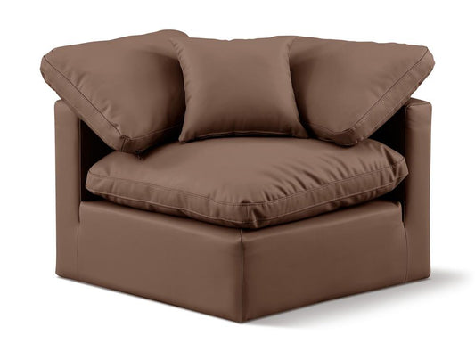 Meridian Furniture - Indulge Brown Vegan Leather Corner Chair - 146Brown-Corner veiw 1