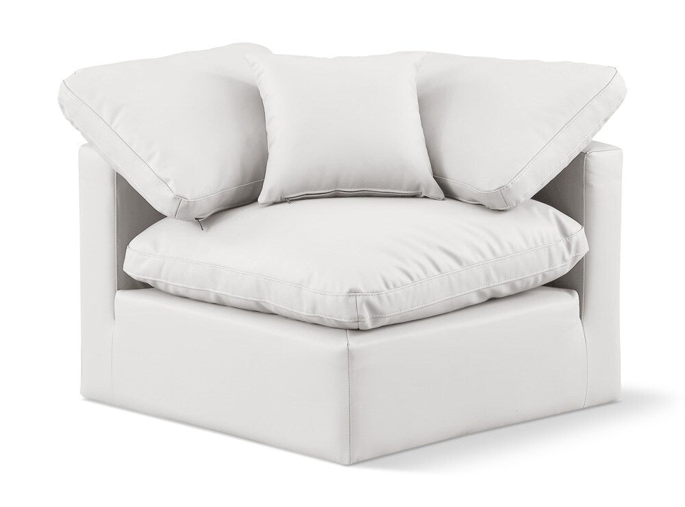 Meridian Furniture - Indulge Cream Vegan Leather Corner Chair - 146Cream-Corner veiw 1