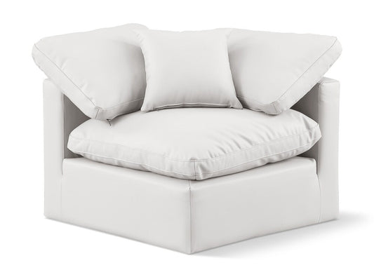 Meridian Furniture - Indulge Cream Vegan Leather Corner Chair - 146Cream-Corner veiw 1