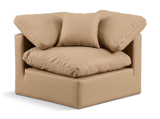 Meridian Furniture - Indulge Tan Vegan Leather Corner Chair - 146Tan-Corner veiw 1