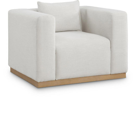 Meridian Furniture - Alfie Cream Linen Textured Fabic Chair - 642Cream-C veiw 1