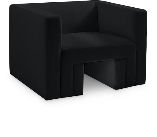 Meridian Furniture - Henson Black Velvet Chair - 665Black-C veiw 1