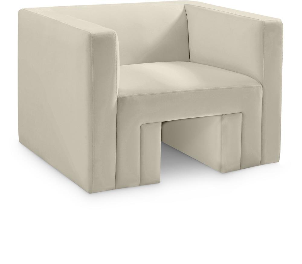 Meridian Furniture - Henson Cream Velvet Chair - 665Cream-C veiw 1