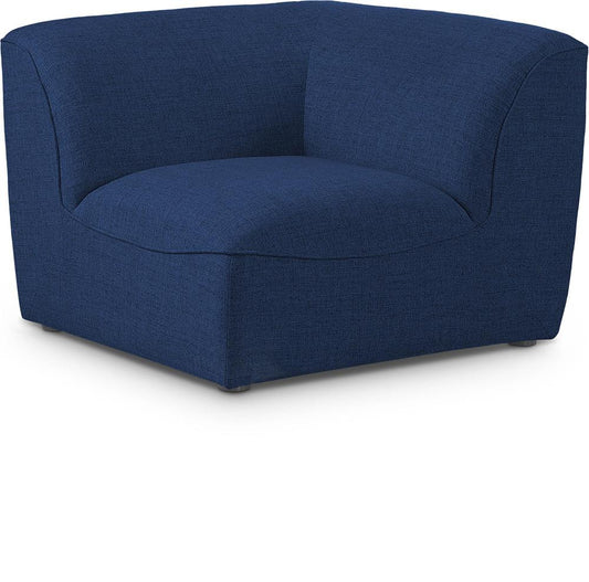 Meridian Furniture - Miramar Navy Durable Linen Textured Corner - 683Navy-Corner veiw 1