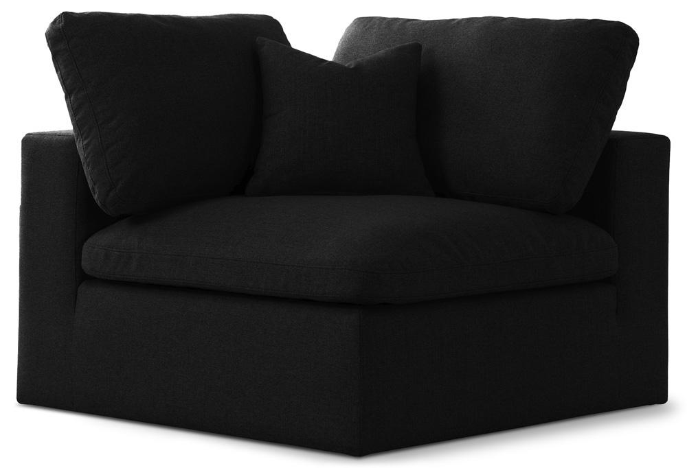 Meridian Furniture - Serene Black Linen Textured Fabric Deluxe Comfort Modular Corner Chair - 601Black-Corner veiw 1
