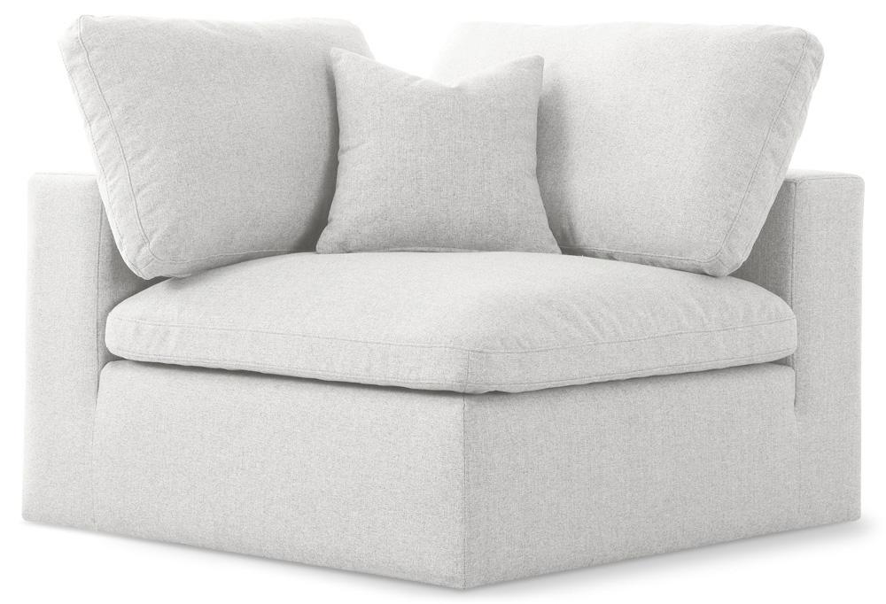 Meridian Furniture - Serene Cream Linen Textured Fabric Deluxe Comfort Modular Corner Chair - 601Cream-Corner veiw 1