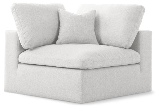 Meridian Furniture - Serene Cream Linen Textured Fabric Deluxe Comfort Modular Corner Chair - 601Cream-Corner veiw 1