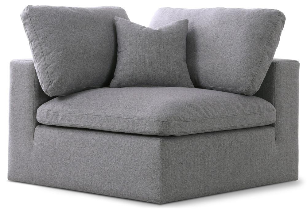 Meridian Furniture - Serene Grey Linen Textured Fabric Deluxe Comfort Modular Corner Chair - 601Grey-Corner veiw 1