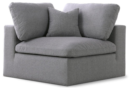 Meridian Furniture - Serene Grey Linen Textured Fabric Deluxe Comfort Modular Corner Chair - 601Grey-Corner veiw 1