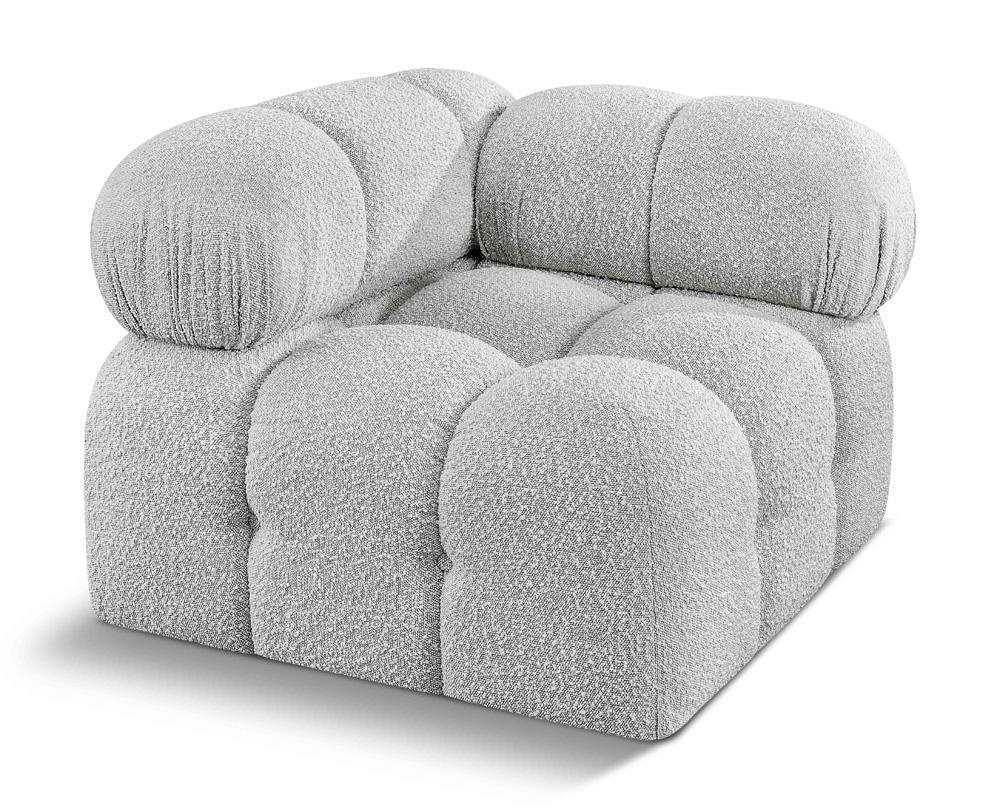 Meridian Furniture - Ames Grey Boucle Fabric Corner - 611Grey-Corner veiw 1