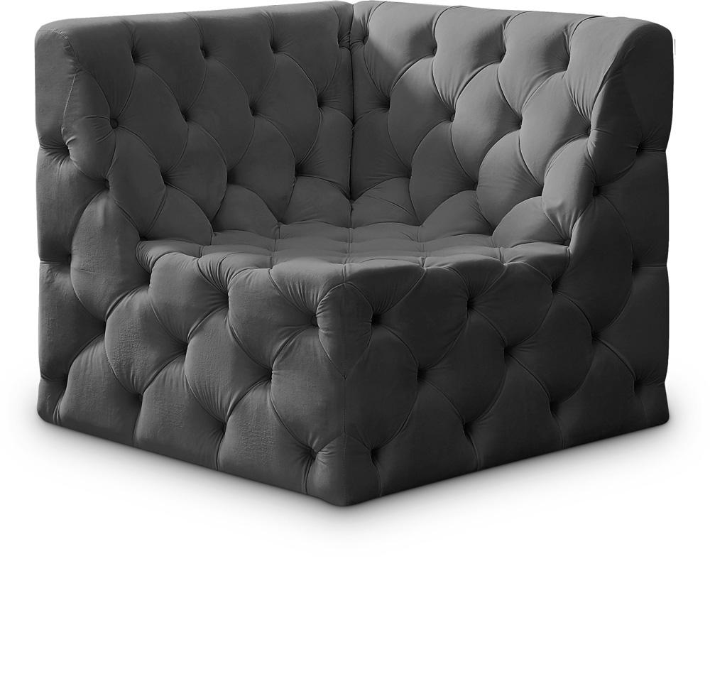 Meridian Furniture - Tuft Grey Velvet Corner Chair - 680Grey-Corner veiw 1