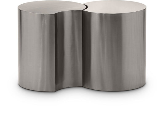 Meridian Furniture - Dimple Silver End Table - 2Pc - 99081Silver-2E veiw 1
