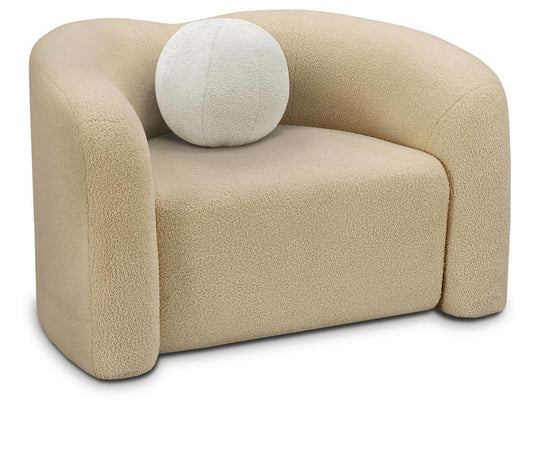 Meridian Furniture - Kali Beige Faux Shearling Teddy Fabric Chair - 186Beige-C veiw 1