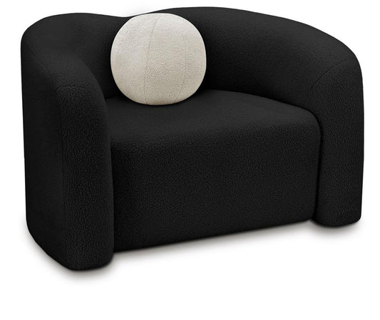 Meridian Furniture - Kali Black Faux Shearling Teddy Fabric Chair - 186Black-C veiw 1