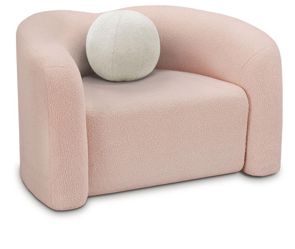 Meridian Furniture - Kali Pink Faux Shearling Teddy Fabric Chair - 186Pink-C veiw 1