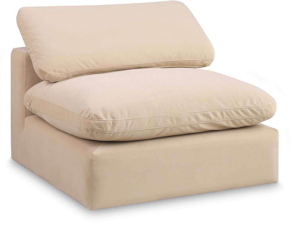 Meridian Furniture - Comfy Beige Velvet Modular Armless Chair - 189Beige-Armless veiw 1