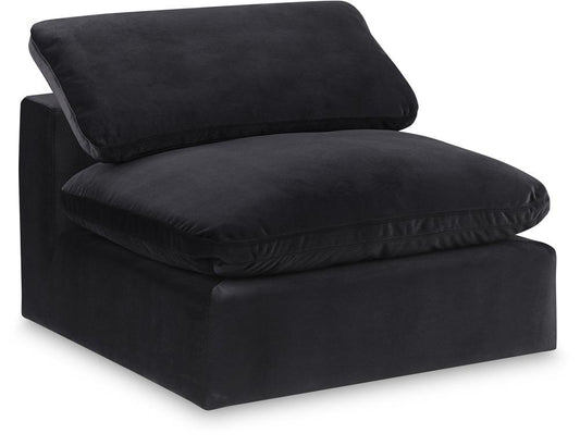 Meridian Furniture - Comfy Black Velvet Modular Armless Chair - 189Black-Armless veiw 1