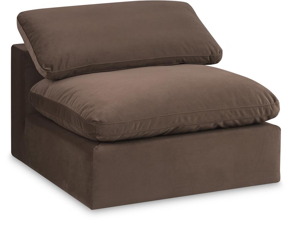 Meridian Furniture - Comfy Brown Velvet Modular Armless Chair - 189Brown-Armless veiw 1