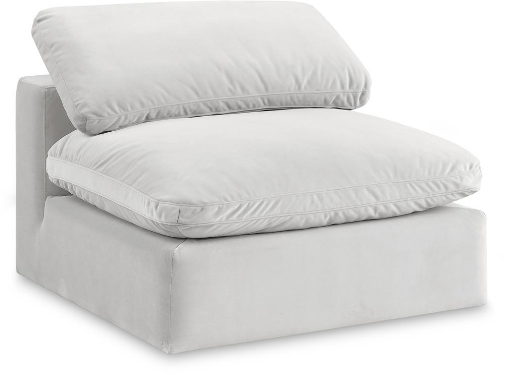 Meridian Furniture - Comfy Cream Velvet Modular Armless Chair - 189Cream-Armless veiw 1
