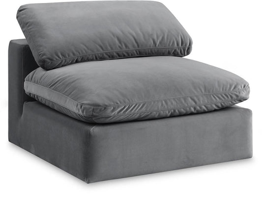 Meridian Furniture - Comfy Grey Velvet Modular Armless Chair - 189Grey-Armless veiw 1