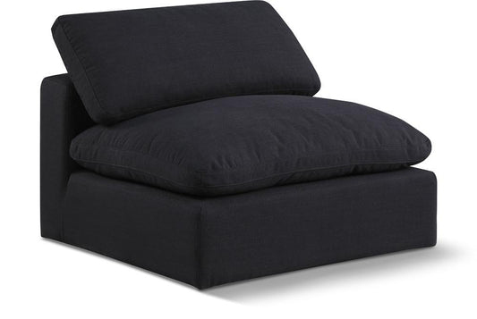 Meridian Furniture - Comfy Black Linen Textured Fabric Modular Armless Chair - 187Black-Armless veiw 1