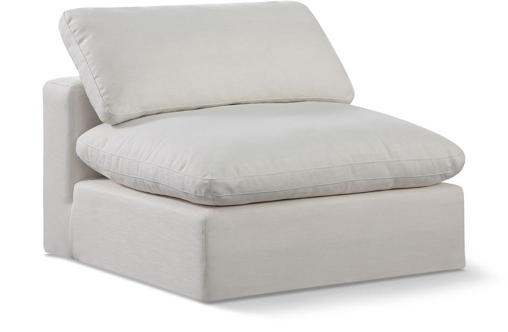Meridian Furniture - Comfy Cream Linen Textured Fabric Modular Armless Chair - 187Cream-Armless veiw 1