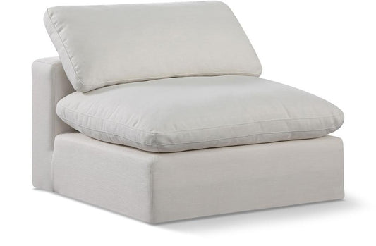 Meridian Furniture - Comfy Cream Linen Textured Fabric Modular Armless Chair - 187Cream-Armless veiw 1