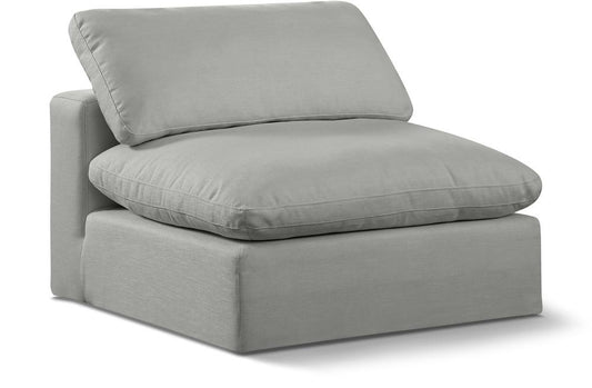Meridian Furniture - Comfy Grey Linen Textured Fabric Modular Armless Chair - 187Grey-Armless veiw 1