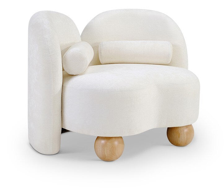 Meridian Furniture - Daphne Cream Chenille Fabric Chair - 44001Cream-C veiw 1