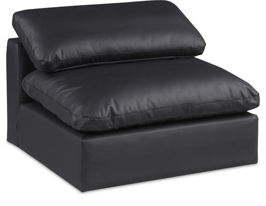 Meridian Furniture - Comfy Black Vegan Leather Modular Armless Chair - 188Black-Armless veiw 1