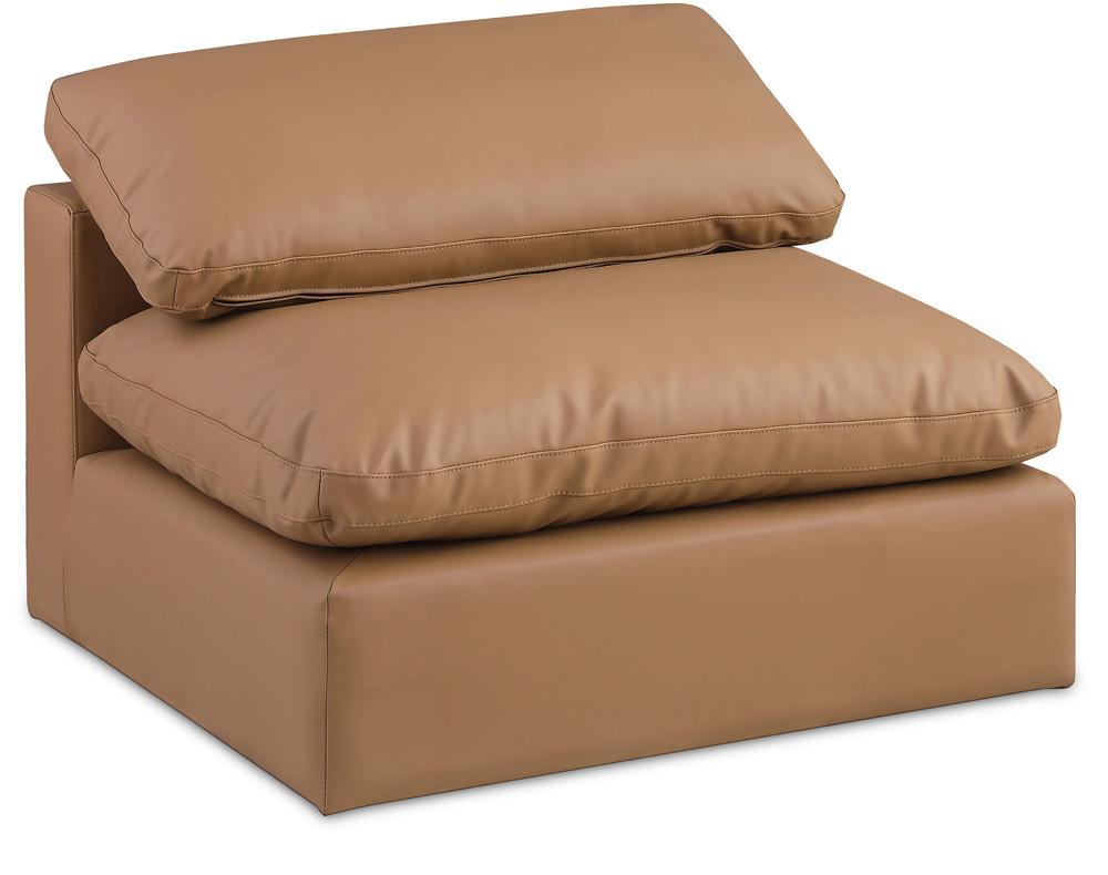 Meridian Furniture - Comfy Cognac Vegan Leather Modular Armless Chair - 188Cognac-Armless veiw 1