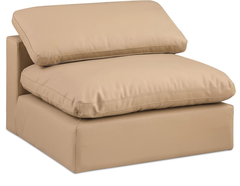 Meridian Furniture - Comfy Tan Vegan Leather Modular Armless Chair - 188Tan-Armless veiw 1