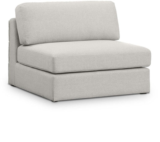 Meridian Furniture - Beckham Beige Durable Linen Textured Fabric Armless - 681Beige-Armless veiw 1
