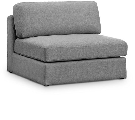 Meridian Furniture - Beckham Grey Durable Linen Textured Fabric Armless - 681Grey-Armless veiw 1