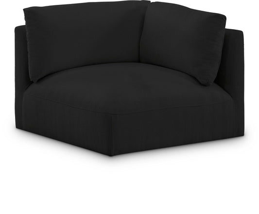 Meridian Furniture - Ease Black Polyester Fabric Corner - 696Black-Corner veiw 1
