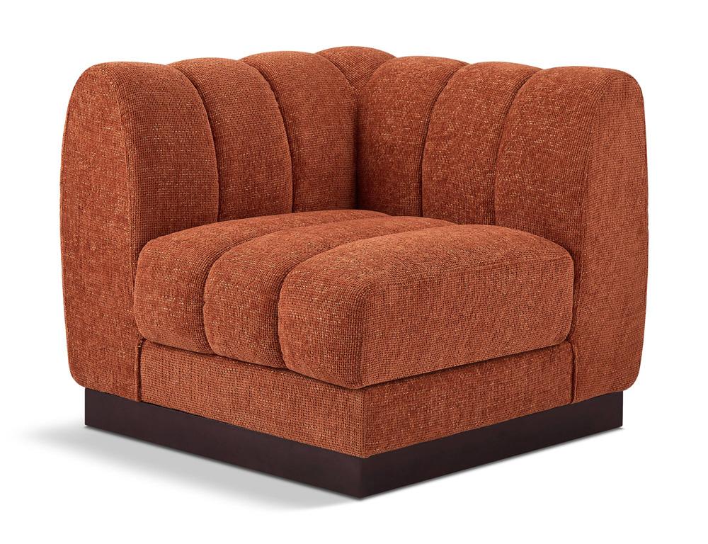 Meridian Furniture - Quinn Cognac Chenille Fabric Corner Chair - 124Cognac-Corner veiw 1