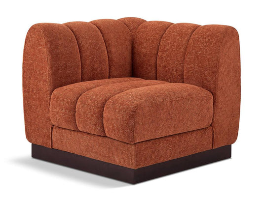 Meridian Furniture - Quinn Cognac Chenille Fabric Corner Chair - 124Cognac-Corner veiw 1