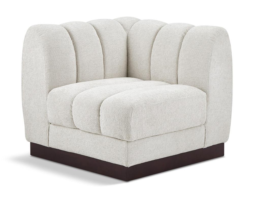Meridian Furniture - Quinn Cream Chenille Fabric Corner Chair - 124Cream-Corner veiw 1