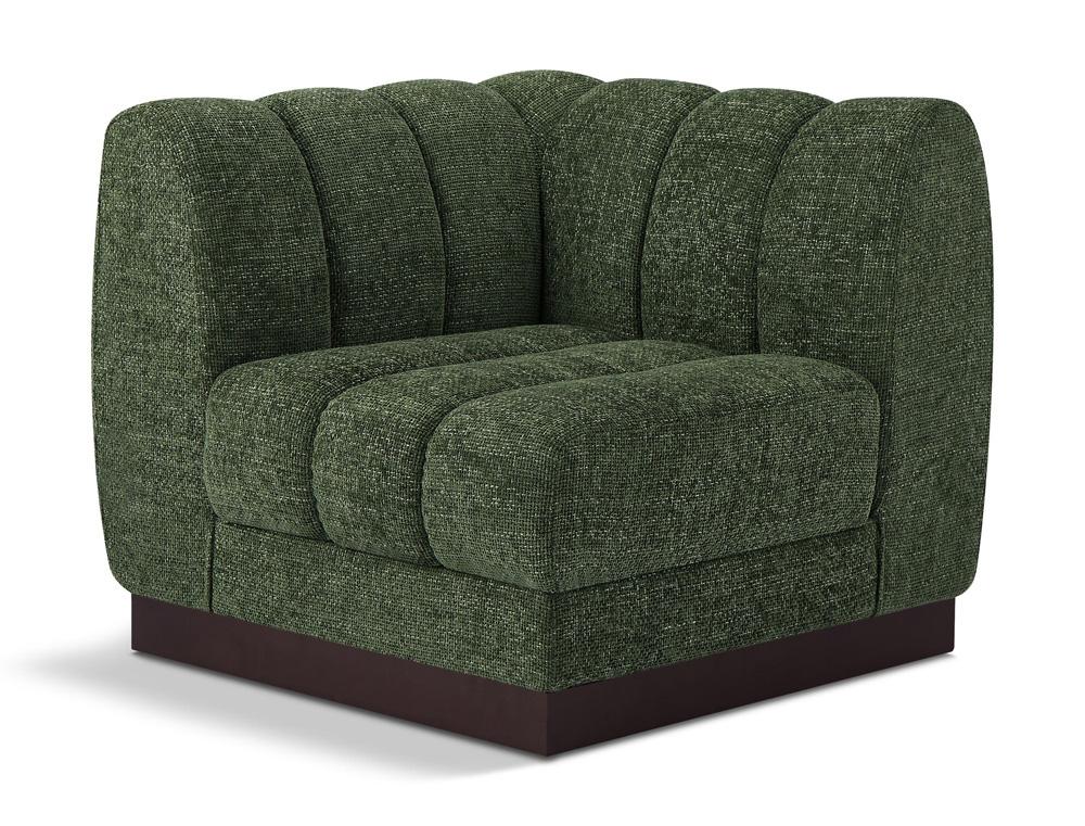 Meridian Furniture - Quinn Green Chenille Fabric Corner Chair - 124Green-Corner veiw 1