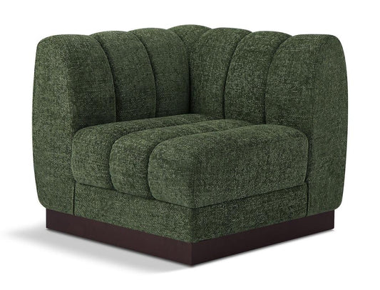 Meridian Furniture - Quinn Green Chenille Fabric Corner Chair - 124Green-Corner veiw 1