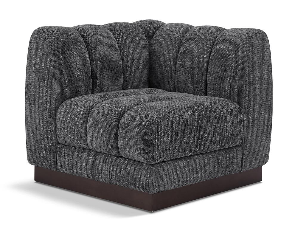 Meridian Furniture - Quinn Grey Chenille Fabric Corner Chair - 124Grey-Corner veiw 1