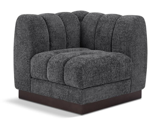 Meridian Furniture - Quinn Grey Chenille Fabric Corner Chair - 124Grey-Corner veiw 1
