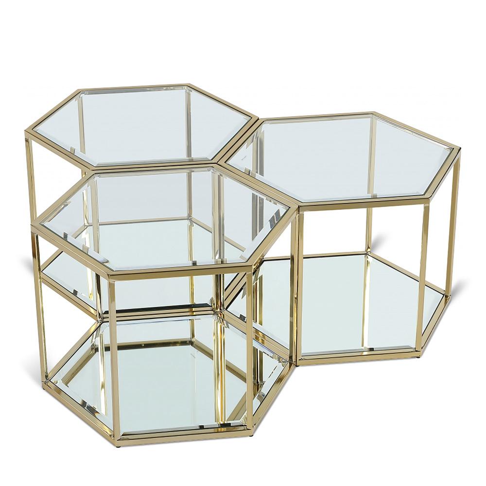Meridian Furniture - Sei Brushed Gold Coffee Table - 3pc - 205-CT-3PC veiw 1