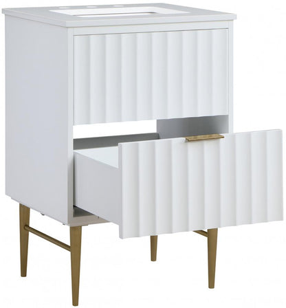 Meridian Furniture - Modernist White Bathroom Vanity - 401White-24 veiw 2