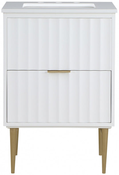 Meridian Furniture - Modernist White Bathroom Vanity - 401White-24 veiw 3